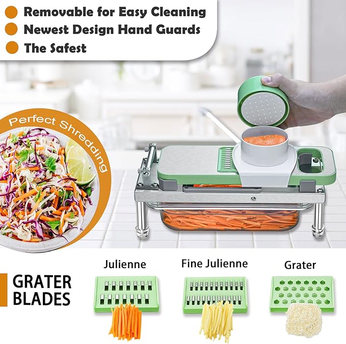 Stainless steel Vegetable Chopper, Veggie Chopper With 10 Blades, Onion Dicer with Container, Food Cutter & Grater Mandoline Slicer