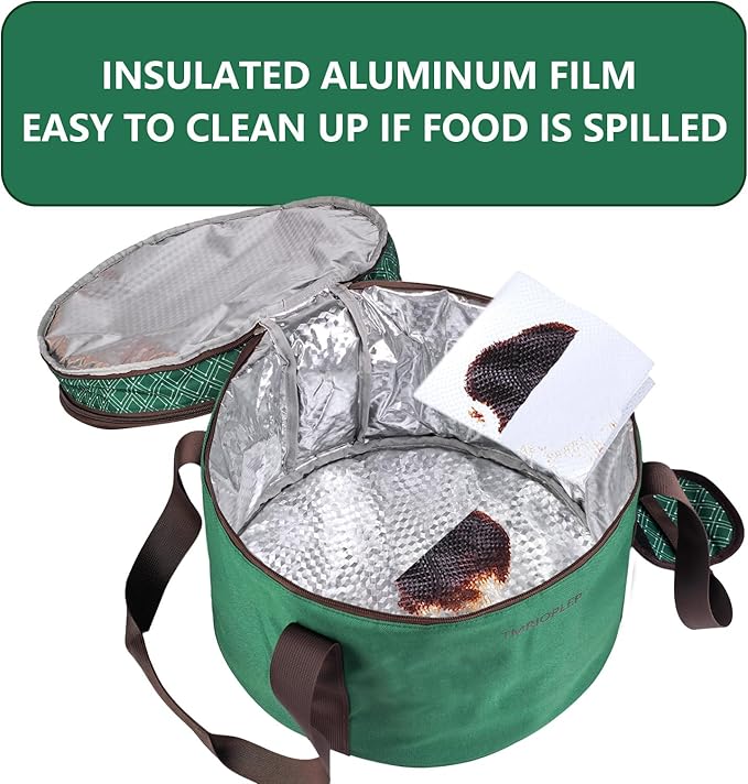 12 Inch Cake carrier Container with Lid and Handles Includes Insulated Bag for Safe Transportation of Buttercream Doesn't Melt Easy for Cakes, Pies and Cupcakes (Green)