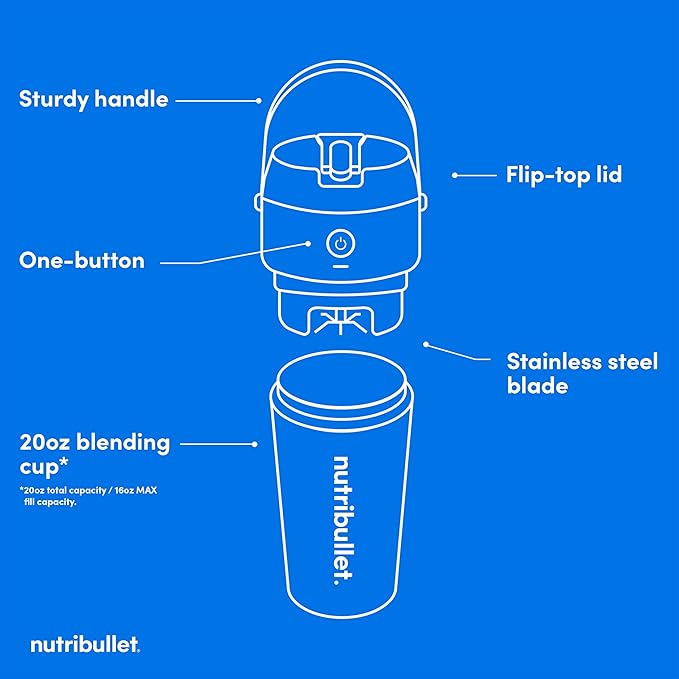 nutribullet Flip Portable Blender with Insulated Cup, Cordless, Brushed Stainless, NBPB50350SS