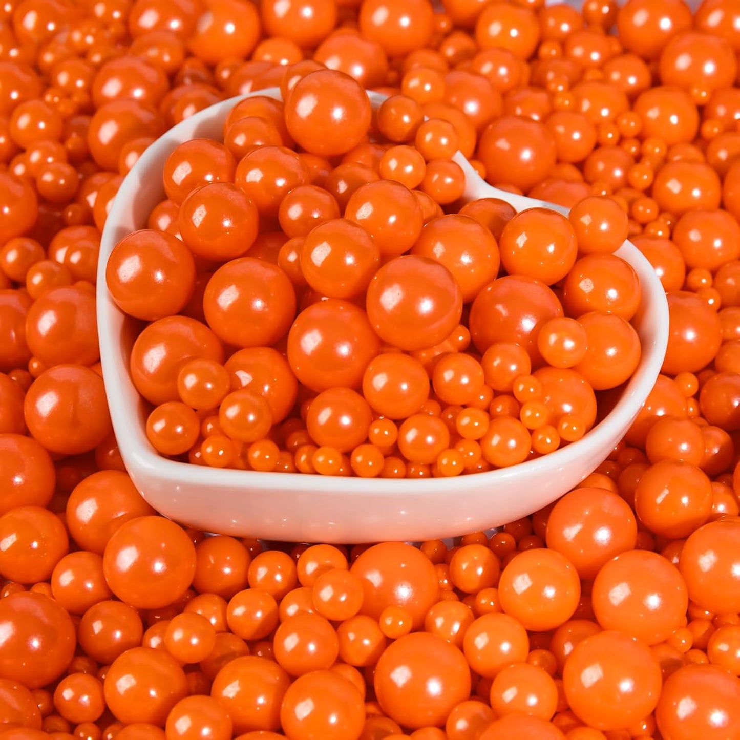 Orange Sprinkles,Edible Pearl Sugar Sprinkles,Mix Size,130g/4.58oz,Baking Edible Cake Decorations,Pastel Decorating,Cupcake Toppers,Cookie Decorating Donuts Ice Cream Toppings,Wedding Party Valentines Christmas Supplies