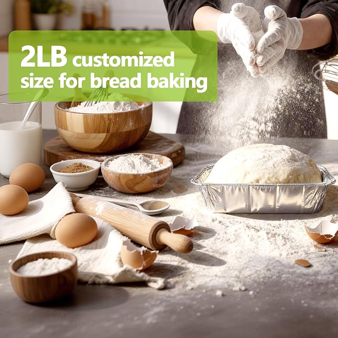 UBeesize 2Lb Thicker & Heavy Duty Disposable Aluminum Loaf Pans, 100 Pack Ultra Sturdy 8.5 x 4.5 Foil Bread Pans for Baking Banana Bread, Cakes, Meatloaf & Food Storage