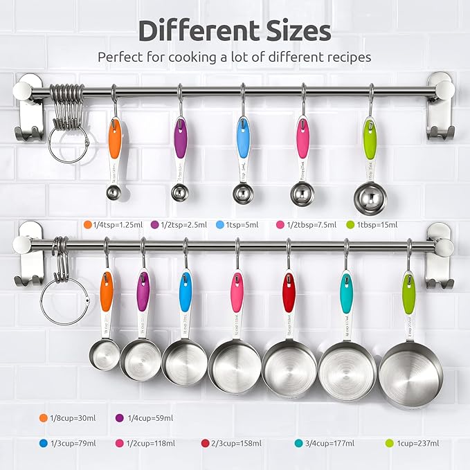 U-Taste 18/8 Stainless Steel Measuring Cups and Spoons Set of 12 (Multi) and 600ºF Heat Resistant 13.76" Long, 3.63" Wide Wok Spatula for Kitchen Stir Fry (Aqua Sky)