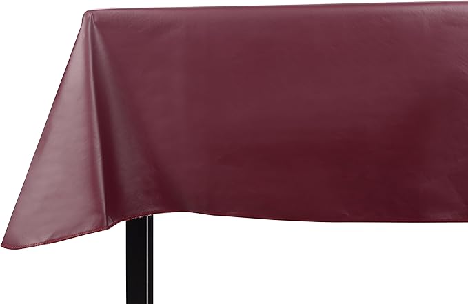Yourtablecloth Heavy Duty Vinyl Rectangle or Square Tablecloth – 6 Gauge Heavy Duty Tablecloth – Flannel Backed – Wipeable Tablecloth with Vivid Colors & Many Sizes 52 x 90 Burgundy