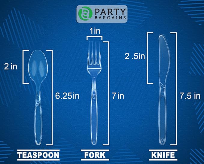 Party Bargains Disposable Cutlery Set [Sapphire] - [120 Count] Clear Heavy Duty & Solid Disposable Silverware Utensils Set, Perfect for Weddings, Buffets, Luncheons