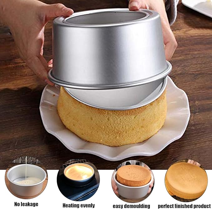 EXGOX 2 Pack 4-Inch Non-Stick Deep Aluminum Round Cake Pan with Removable Bottom for Wedding/Birthday/Christmas Cake Baking Round Cake Tin Set with Loose Base (4 inch)