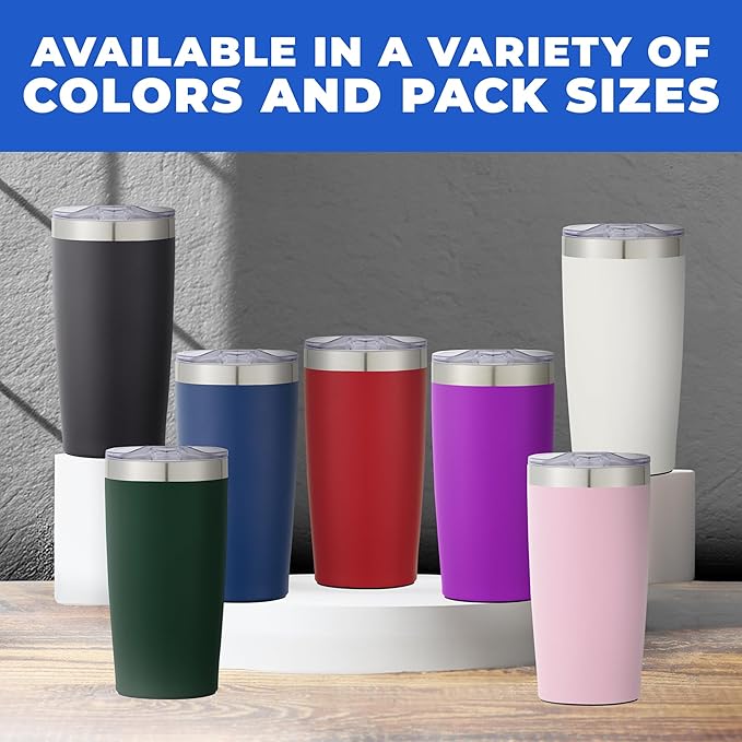 6 Ct of 20 Oz Two-Tone Himalayan Stainless Steel Tumbler with Lid – Dark Green – Customizable Insulated Cups for Water, Coffee, Hot & Iced Drinks – Great for DIY, Events, Work
