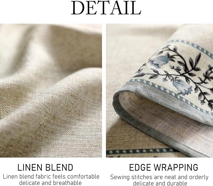 ISAENNE Designer Vintage Linen Elegant Table Cloth Rectangle,Chinoiserie Floral Tablecloth,Durable Decor Tablecloths for Dining Thanksgiving Kitchen Christmas Party,55"*87"-Segerman B