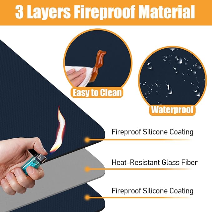 Heat Resistant Mat for Air Fryer,Deep Fryer,Oven,15x18in Hot Pads for Kitchen Counter Heat Protector,Under Coffee Maker Mats for Quartz Countertop Protector,Deep Fryer Coffee Machine Mats (Blue)