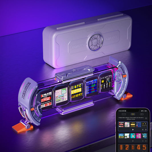 Divoom Times Gate - Cyberpunk Gaming Setup Digital Clock with Smart APP Control, WiFi Connect, RGB LED Display, Personalized Dashboard, Pixel Art for Gaming Room & Office Decor(Sliver)