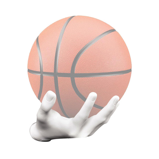 Basketball Holder, Hand Sculpture Ball Holder Wall Mount Art Decor Stand Basketball Storage Rack Organizer Display Case Man Cave for Football Soccer Gifts for Him Men Boys Gamers (White Ball Holder)
