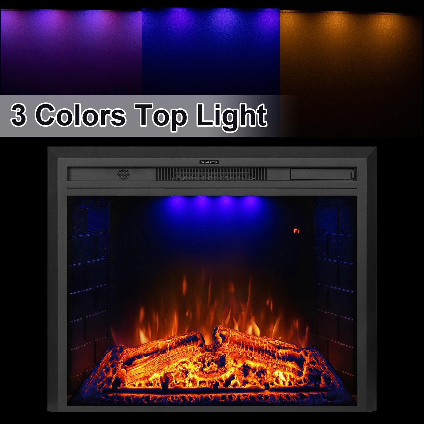 Dreamflame 36 inch Electric Fireplace, Wall Fireplace Electric with Remote Control, Realistic Log and Crackling Sound, Overheating Protection and Timer, 750/1500W Black