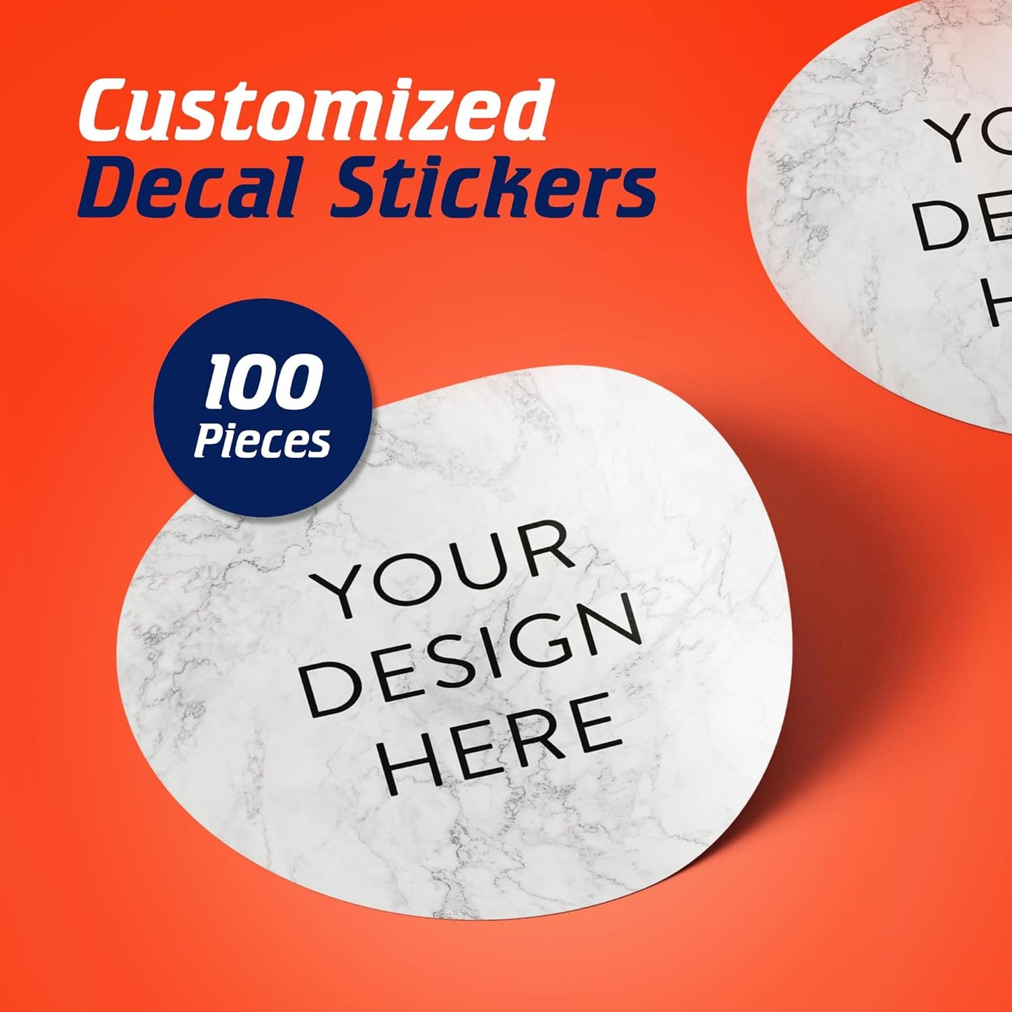 100 Custom Vinyl Stickers - Upload Your own Image, Text, Design, Logo - Personalized Logo Labels for Handmade, Packaging, Bottle, Jars, Candle, Brand Stickers (Silver Marble, 3x3)