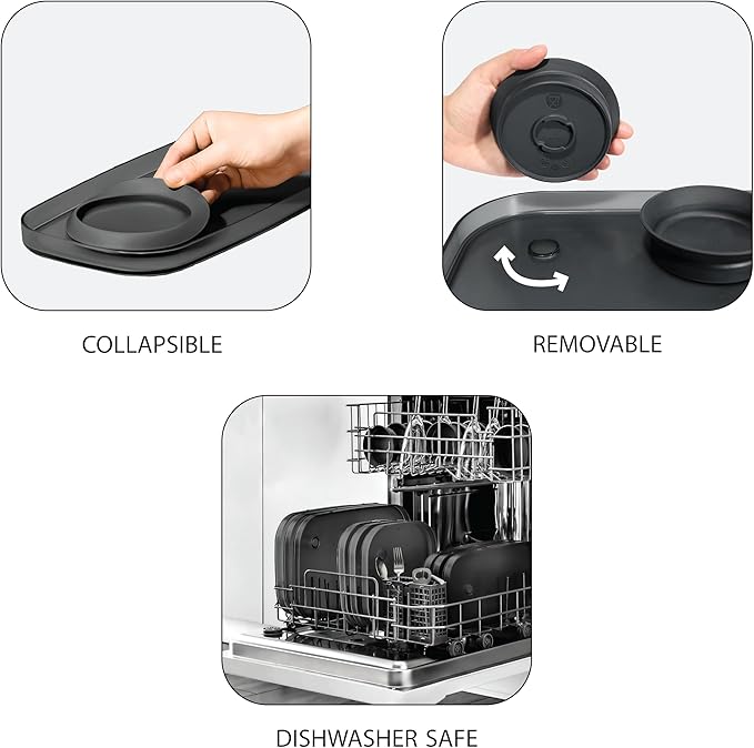 madesmart dipware 3 Bowl Serving Tray, Collapsible & Removable Dip Bowls for Charcuterie, Guacomole, Snacks, Veggies, Premium Dishwasher & Microwave Safe, Multipurpose Plate & Bowl, Ocean