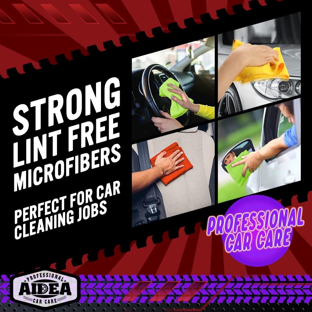 AIDEA Microfiber Cleaning Cloth 10PK, Micro Fiber Cloth for Cleaning Cars, Premium All Purpose Car Towels, Dusting Cloth Cleaning Rags SUVs, House, Kitchen, Window, Workshops, 12"×12"