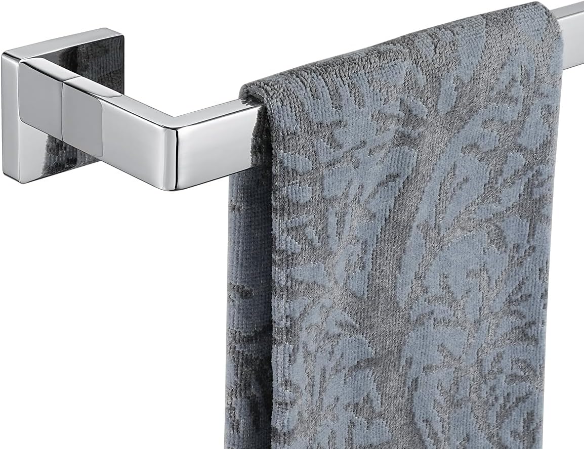 JQK Polished Towel Bar, Rounded Edges 26.41 Inch Towel Rack, 304 Stainless Steel Bathroom Wall Mount, Useable Length 24 Inch, TB250L24-CH