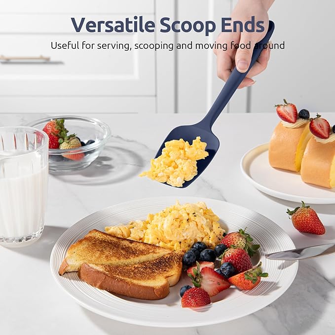 U-Taste Silicone Spoon Spatula Set, 600ºF High Heat Resistant Food Grade Flexible Rubber Scraper, Cooking Mixing Baking Kitchen Utensils Set of 3 (Midnight Blue)