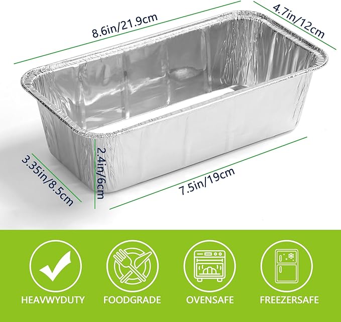 UBeesize 2Lb Thicker & Heavy Duty Disposable Aluminum Loaf Pans, 50 Pack Ultra Sturdy 8.5 x 4.5 Foil Bread Pans for Baking Banana Bread, Cakes, Meatloaf & Food Storage