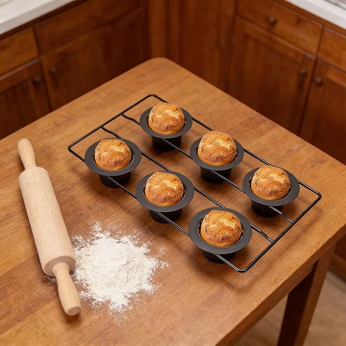 6-Cup Popover Pan - Carbon Steel Professional Bakeware, Non Stick for Yorkshire Pudding, Muffins and Popovers