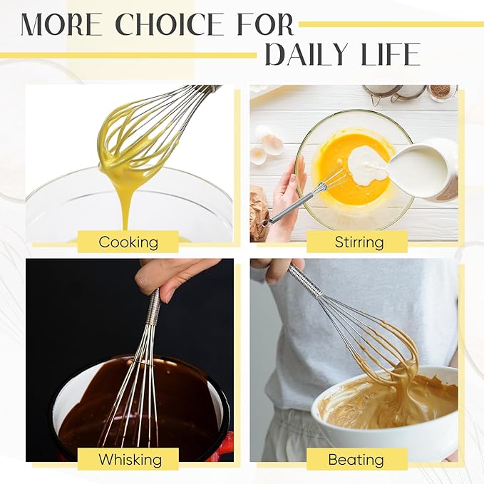 Baderke 10 Pcs 6 Inch Mini Whisk Bulk Small Whisks for Cooking 304 Stainless Steel Tiny Whisk for Baking, Whipping, Beating Eggs, Mixing Sauces, Blending Ingredients
