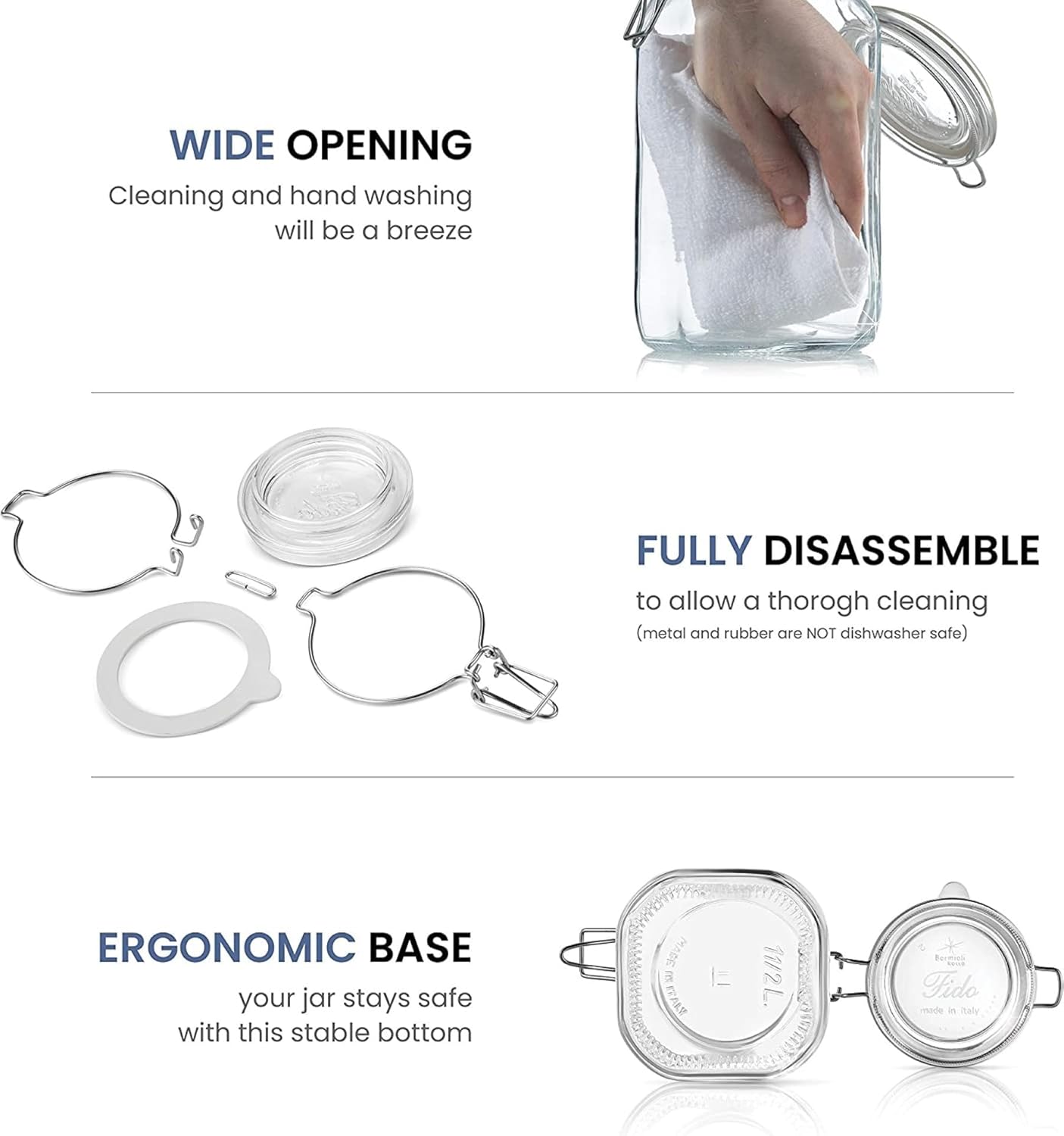 Bormioli Rocco 149240M02121197 Fido Glass Canning Jar Italian 67¾ oz-2 Liter (2 Pack), (Pack of 2), Clear