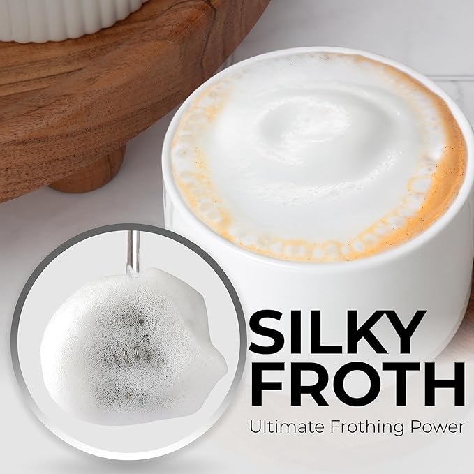 Zulay Kitchen Patented Tornado Triple Whisk Milk Frother with 4 Duracell Batteries – Handheld Foam Maker for Coffee, Lattes, Matcha & Hot Chocolate – Rich, Creamy Froth in Seconds - Cardinal Red