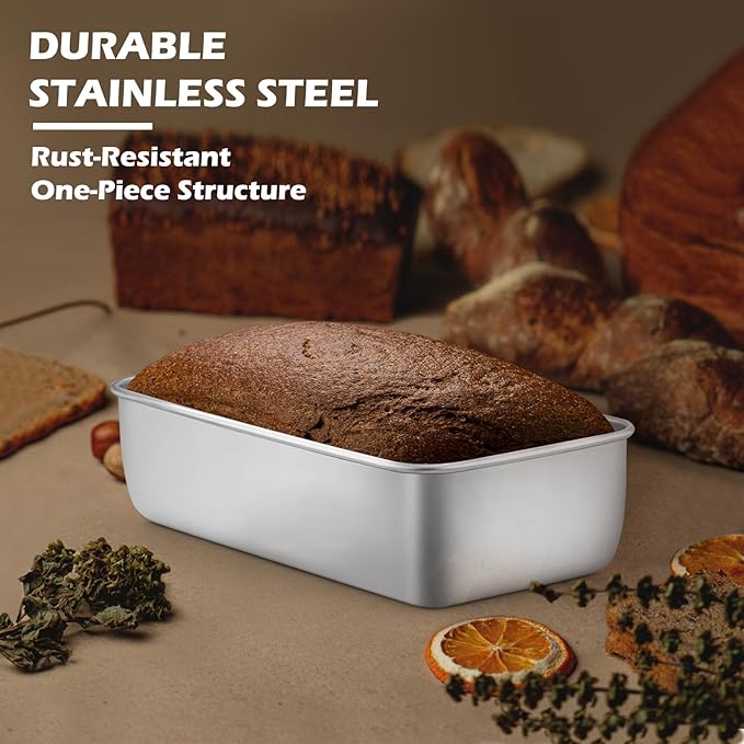 Leonyo 6 Pack Loaf Pans for Baking Bread, 9x5IN Stainless Steel Loaf Pans for Homemade Bread, Meatloaf, Bananas, Brownies, Lasagnas, Dishwasher Oven Safe