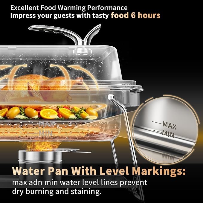 KScocina Chafing Dishes for Buffet, 4 Pack 5QT Square Stainless Steel Chafing Dish Set, Complete Buffet Warmer for Home Parties, Christmas & Catering Events (Blue)
