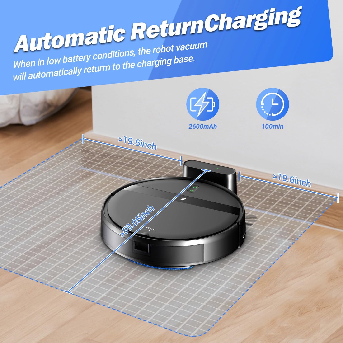 Kilgone Robot Vacuum and Mop Combo for Large Homes & Pet Hair – Smart App/Voice, 2300Pa Sucktion, 120Min Clean, Ultra-Thin 2.87" Design