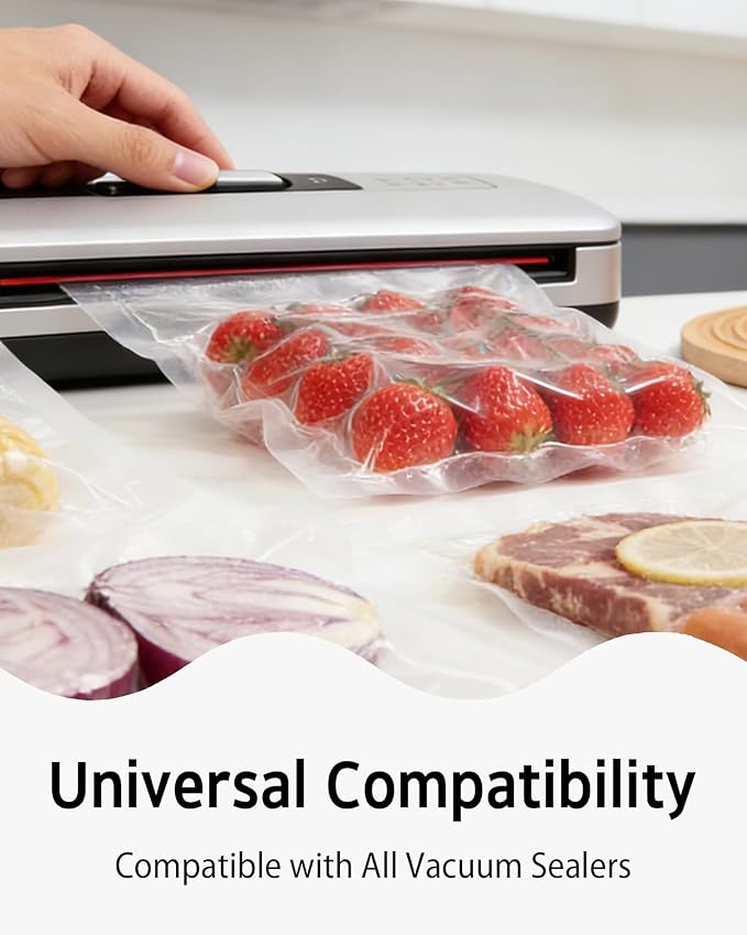 Syntus 100 Count Vacuum Sealer Bags Quart 8 x 12 inch for Seal a Meal, Commercial Grade BPA Free Heavy Duty Precut Seal Bags, Food Vac Bags for Storage, Meal Prep or Sous Vide
