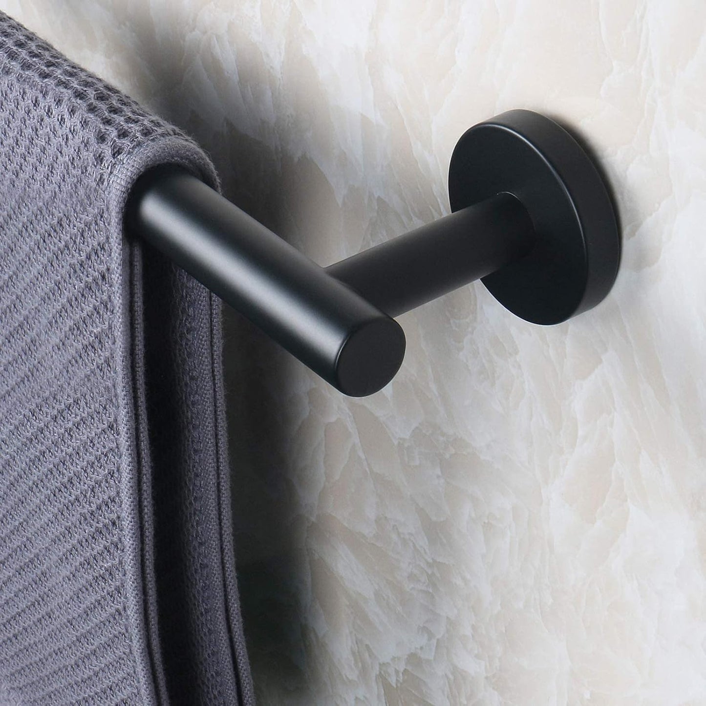 NearMoon Bath Towel Bar, Bath Accessories Thicken Stainless Steel Shower Towel Rack for Bathroom, Towel Holder Wall Mounted (1 Pack, Matte Black, 24 Inch)