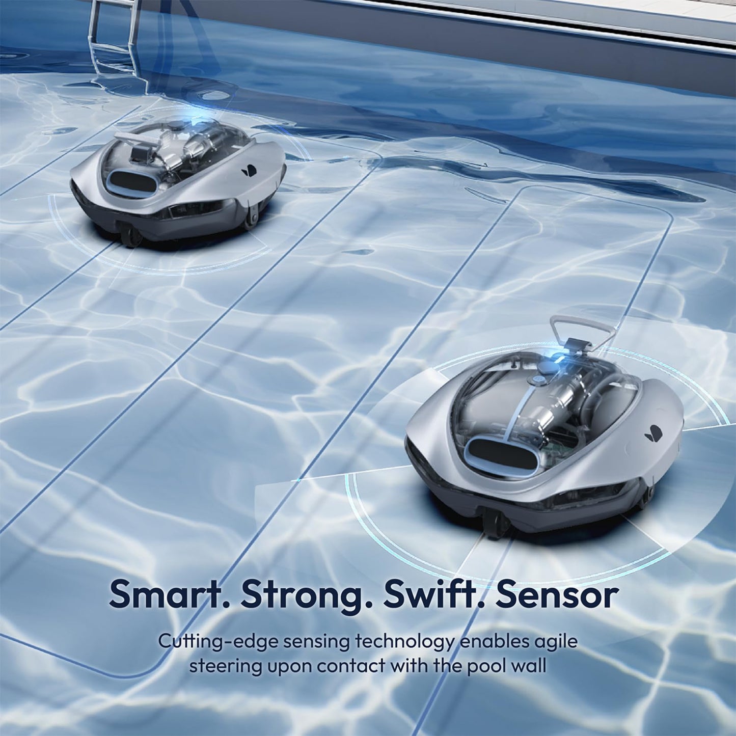 BUBLUE Bubot 300P Robotic Pool Cleaner, Cordless Pool Vacuum with Industry Leading Suction Power, Bluehole Tech, DirtLock Tech, Smart Sensor for Above-Ground Flat Pools up to 850 Sq.Ft, Silver