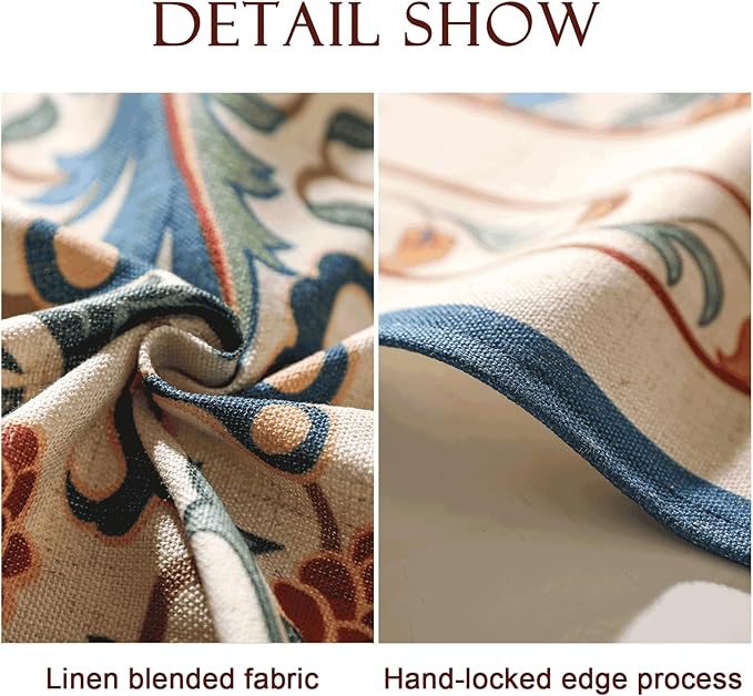 patdrea Designer Linen Round Table Cloth,Durable Breathable Floral Dacorative Tablecloth,Decor Tables Covers for Kitchen Dining,Tea Party,Holiday,Christmas,Thanksgiving,Diameter 55"-Puno