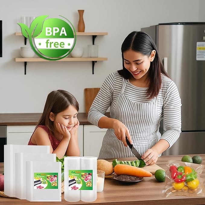 MakMeFre 300 Plus Quart Size 10" x 13" Vacuum Sealer Bags with BPA Free and Heavy Duty,Great for Food Storage Vaccume Sealer PreCut Bag
