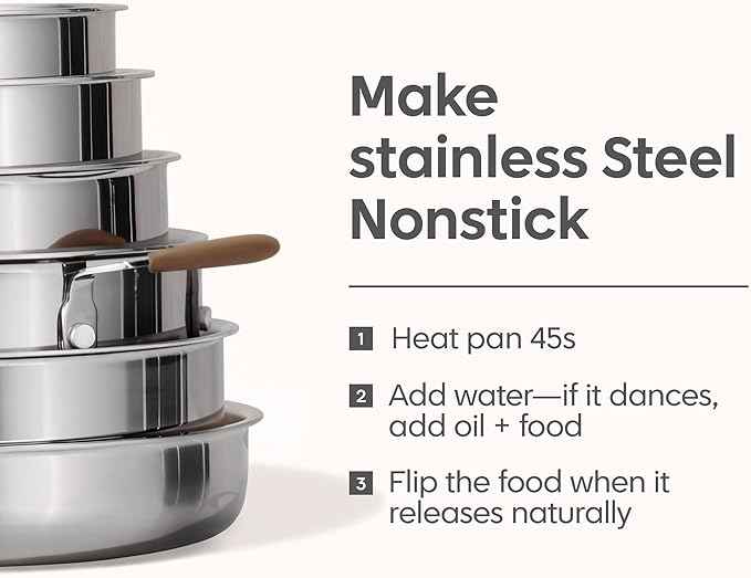 CAROTE 13 PCS Tri-Ply Stainless Steel Cookware Set with Detachable Handle, Pots and Pans Set, Induction Kitchen Cooking Sets, RV/Camping Cookware, Oven Safe