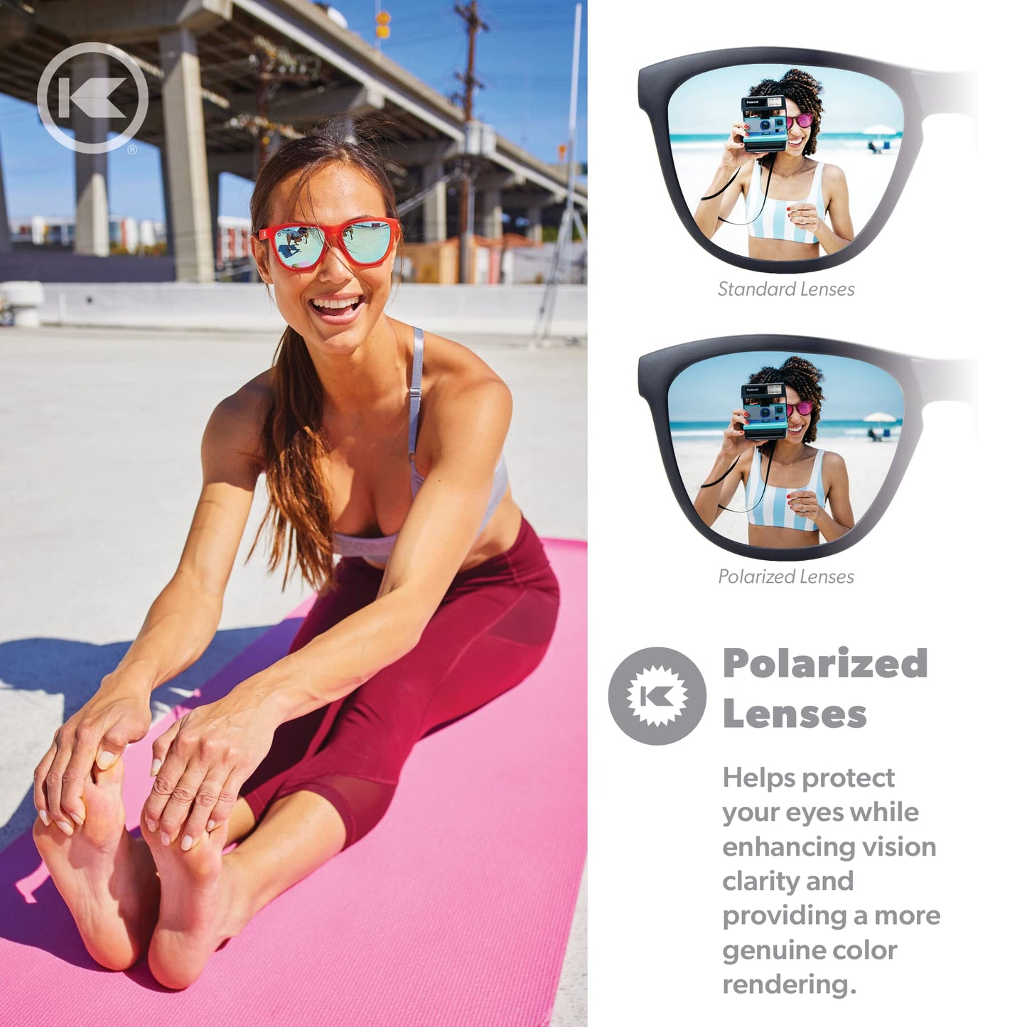 Knockaround Premiums Sport - Polarized Running Sunglasses for Women & Men - Impact Resistant Lenses & Full UV400 Protection, Fruit Punch Red/Aqua