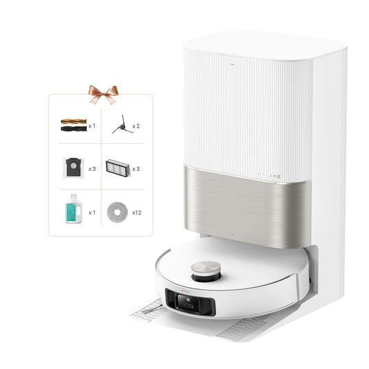 DREAME X50 Ultra Complete Robot Vacuum and Mop with Auto-Empty and Mop Self-Cleaning, 20,000Pa Suction, Obstacle Avoidance and 360° Navigation, Corner to Edge Deep Cleaning, Detangling Brush (White)