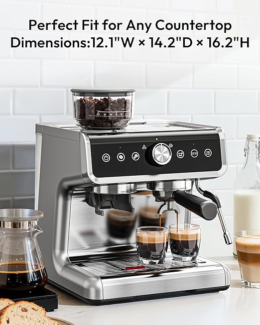 EUHOMY Espresso Machine with Grinder, 20 Bar Coffee Maker with Milk Frother Steam Wand, Professional Expresso Coffee Machines with Removable Water Tank, Latte & Cappuccino Machine for Home Barista