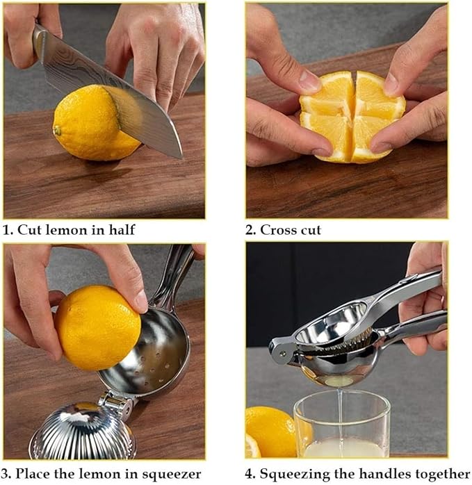 Manual Juicer Hand Press Stainless Steel Lemon Juicer Manual Citrus |-resistant Dishwasher-safe Squeezer |for Lemons Limes More(2-In-1 Lemon Squeez)