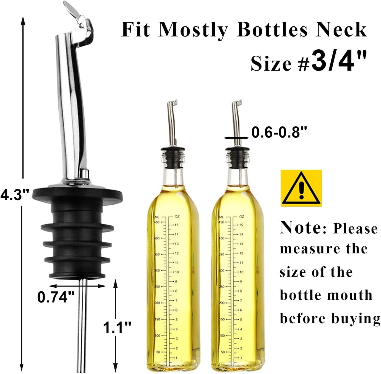4 Pack Oil Pourerswith Flip Top, Olive Oil Dispenser Spout, Oil Spout Liquor Bottle Pourer Spouts, Speed Pour Spouts for 3/4" Bottle Mouth