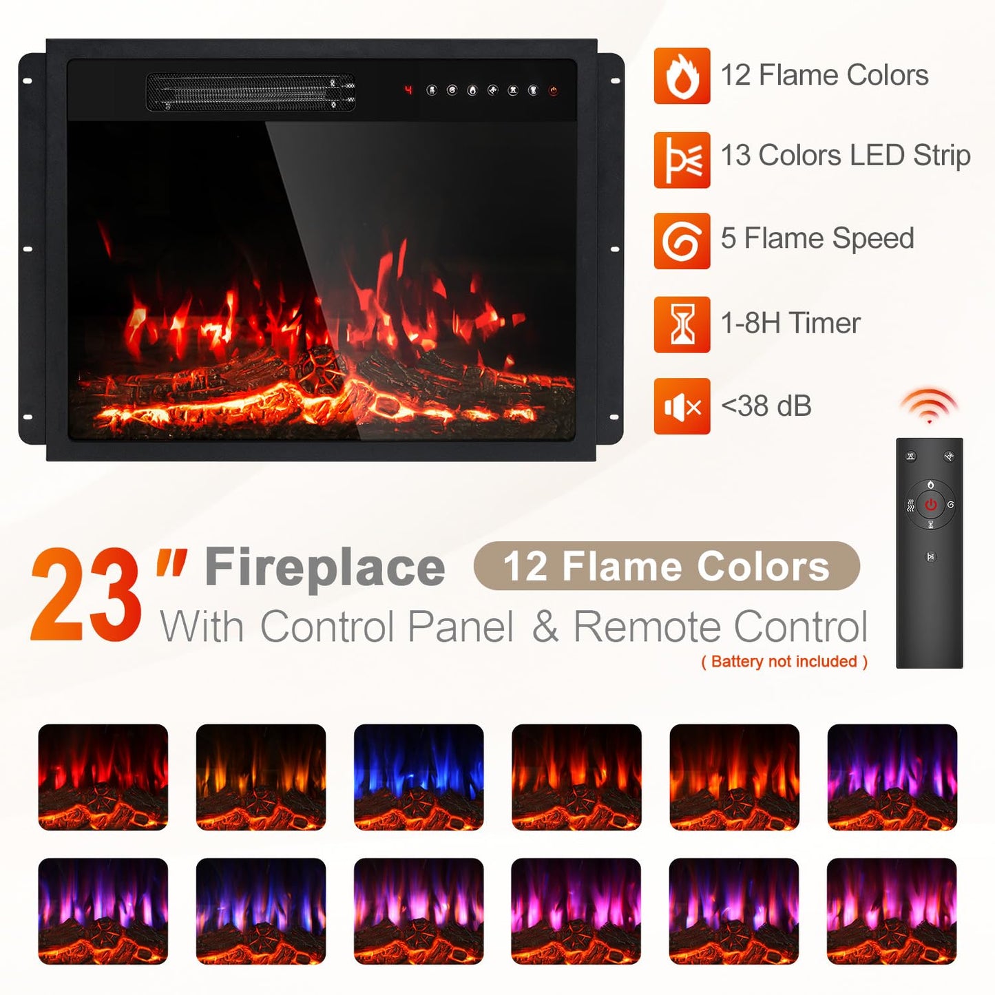 50”Electric Fireplace with Mantel, Fireplace TV Stand with 23”Electric Fireplace Heater, Remote Control, Adjustable Led 3D Realistic Flame, White Corner Firebox for Living Room, Bedroom, White