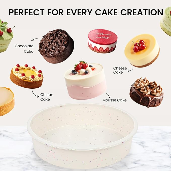 Vinino 6 Inch Silicone Round Cake Pan with Metal Reinforced Frame, Nonstick Silicone Springform Pan for Baking Suitable for Making Layers, Cheese & Chocolate Cakes