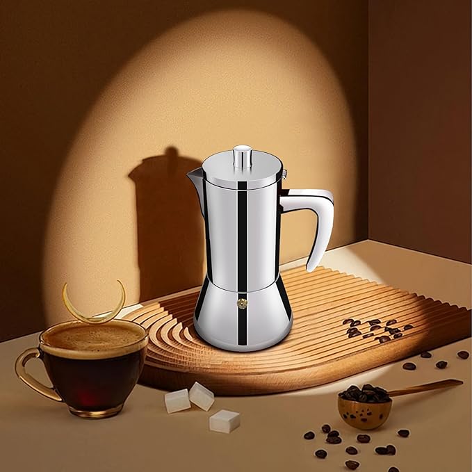 12 Cup Thickened 304 Stainless Steel Moka Pot Stovetop Espresso Maker Cafeteras Italian Percolator Espress Makers Capable Greca Mocha Coffee Machine for Induction Home and Camping 600ml 20oz