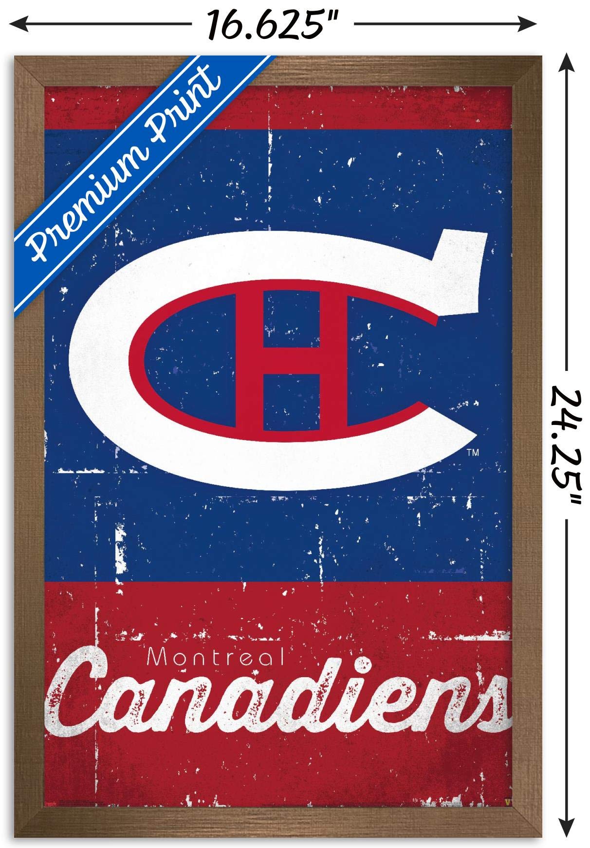 Trends International NHL Montreal Canadiens - Retro Logo 13 Wall Poster, 14.725" x 22.375", Bronze Framed Version