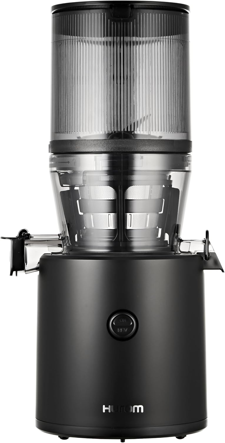 Hurom H320 Cold Press Juicer Machine, Easy to Clean Masticating Slow Juicer, Coarse Strainers, Self-Feeding, Hands Free, Family Size, Quiet Motor, Easy Assembly (Black)