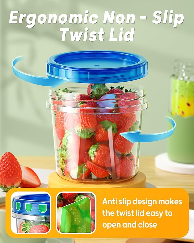 BiuLeon 6 Pack-24 oz Freezer Storage Containers, Plastic Food Storage Containers with Twist Top Lids, BPA Free and Reusable Soup Containers with Lids, Leakproof/Microwave/Dishwasher Safe