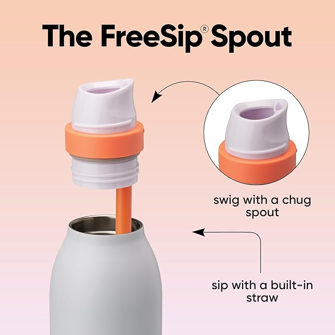 Owala FreeSip Twist Insulated Stainless Steel Water Bottle with Straw for Sports and Travel, BPA-Free, 24-oz, Bubble Gum