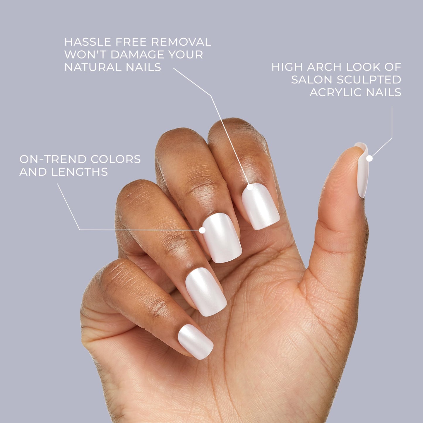 KISS Gel Fantasy, Press-On Nails, Nail glue included, 'Pure Love', Light Pink, Short Size, Almond Shape, Includes 28 Nails, 2G Glue, 1 Manicure Stick, 1 Mini File