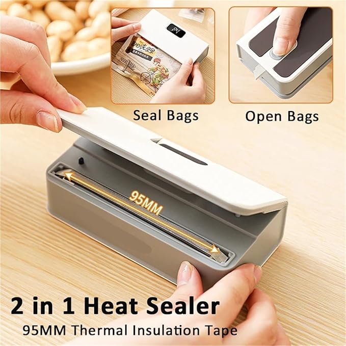 Vacuum Sealer Machine, Plastic Bags Sealer Mini Heat Bag Sealing Machine 2 In 1 Food Packaging Portable for Food(Blue)