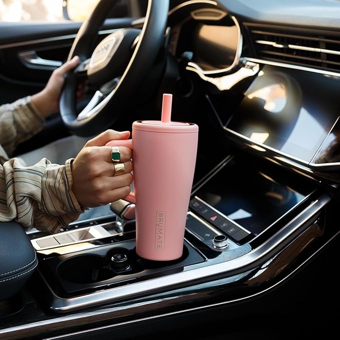 BrüMate Era 20 oz Tumbler with Handle and Straw | 100% Leakproof Insulated Tumbler with Lid and Straw | Made of Stainless Steel | Cup Holder Friendly Base | 20oz (Java)