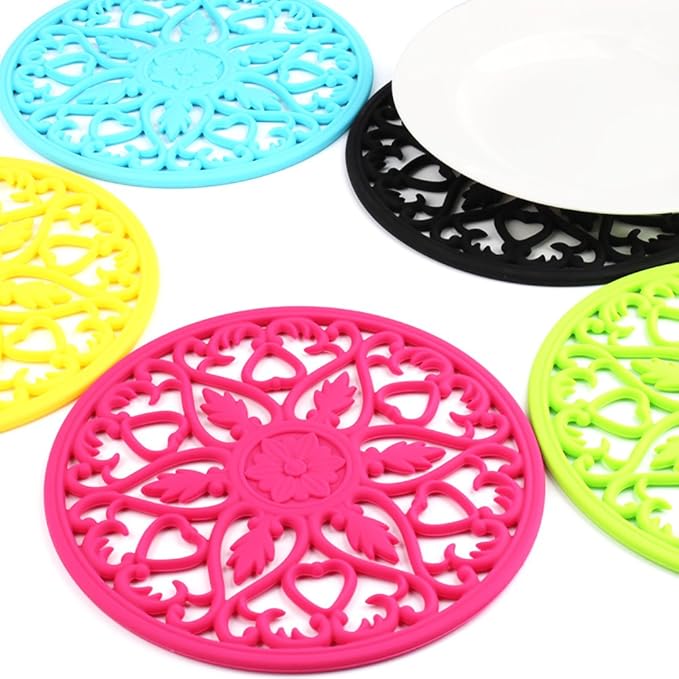 ME.FAN Trivets for Dishes/Pots/Pans, 3 Pcs Silicone Mats, Flexible/Durable/Non Slip Hot Pads to Protect Table and Counter Top (Desert Sage)